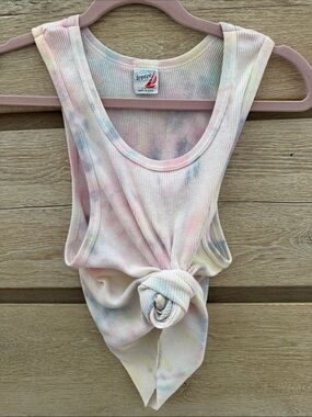 Vintage hand dyed beach soft Tie-Dye Ribbed Tank Top - Pastel Multi